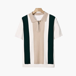 Split Ribbed Zip Polo