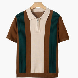 Split Ribbed Zip Polo