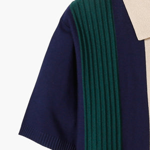 Split Ribbed Zip Polo