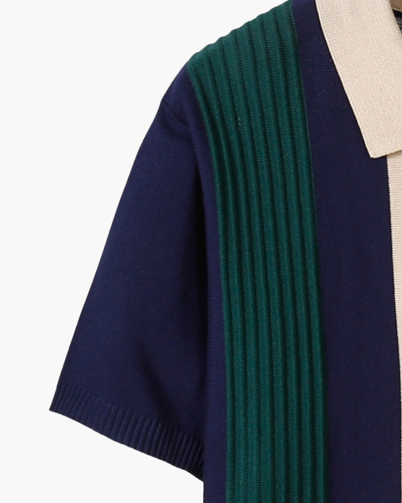 Split Ribbed Zip Polo