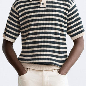 Barcelona Striped Knit Polo