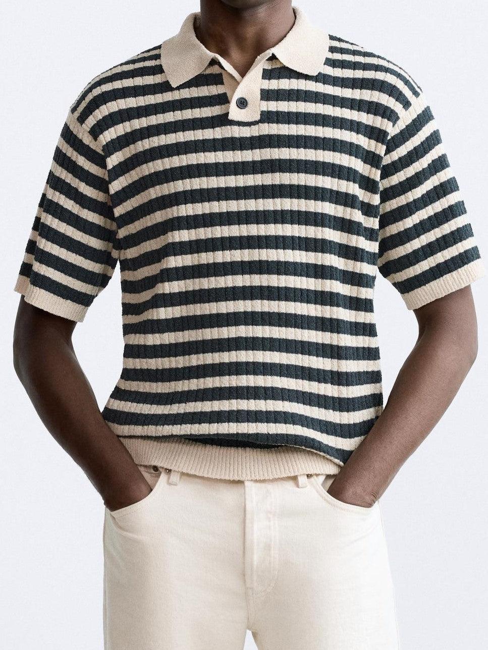 Barcelona Striped Knit Polo